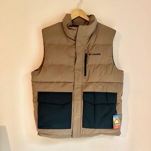 NWT: Columbia Two-Tone Puffer Vest in Tan and Black